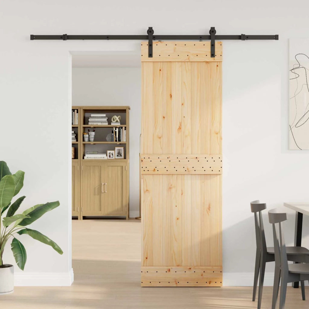 Porta scorrevole NARVIK Naturale e Nero 70 x 210 cm (213,5 cm) 3445257