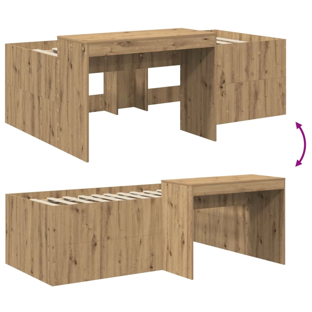 Letto alto per bambini con scrivania Rovere Artigianale 3422666