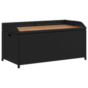 Panca da Giardino | Panchina Portaoggetti Nera 100x50x52 cm Polyrattan e Legno Acacia