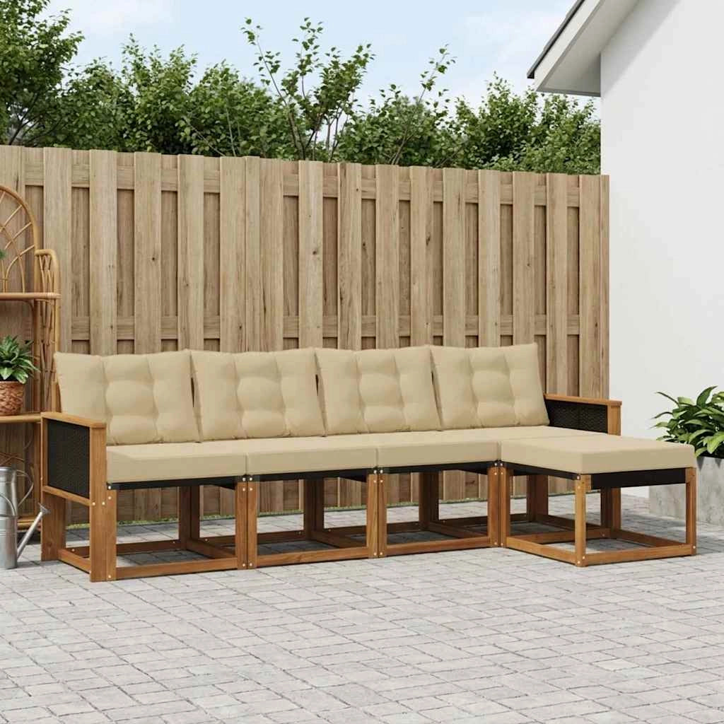 Set di divani da esterno 5 pz Naturale e Beige 3381881