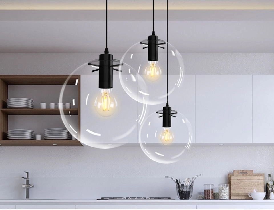 Lampada Da Soffitto Pensile Di Vetro Lassi Black 30 Cm