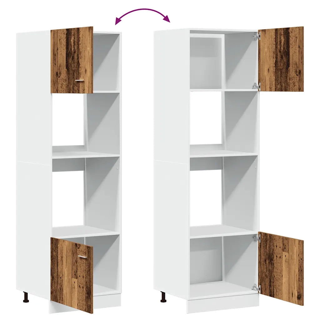 Pensile da cucina | Mobile per Microonde ¡°Lyon¡± Legno Antico 60x57x207 cm