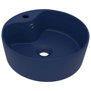 Lavabo di lusso con troppopieno lavabo da appoggio lavabo da bagno stanza da trucco casa 36 x 13 cm ceramica blu scuro opaco 02_0002776