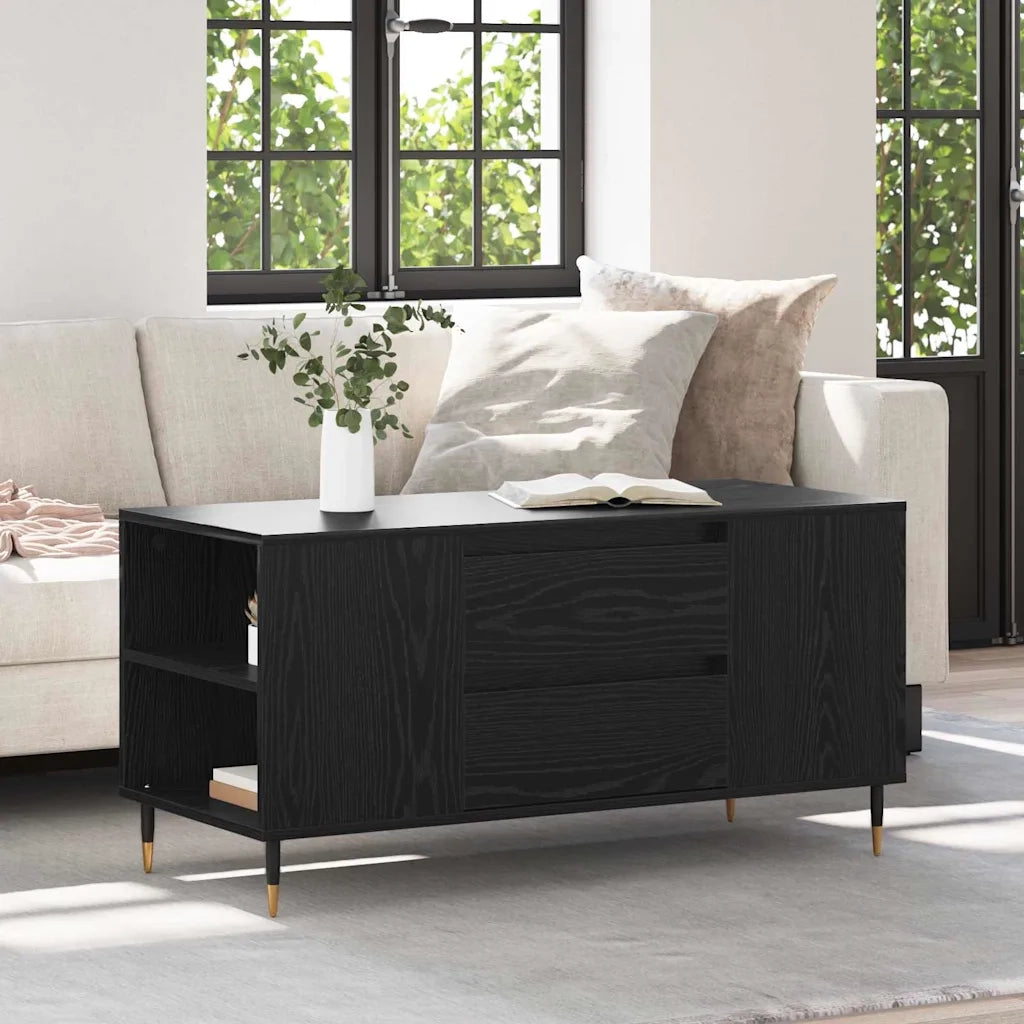 Tavolino da salotto con cassetto Rovere Nero 102 x 44,5 x 50 cm