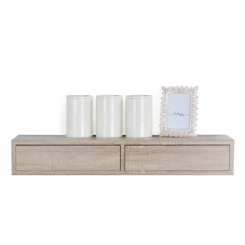 Mensola da Muro con Cassetto, Comodino Sospeso, Mensola da Parete, 88,2x13,4 p20 cm, Rovere Sagerau - Made in Italy
