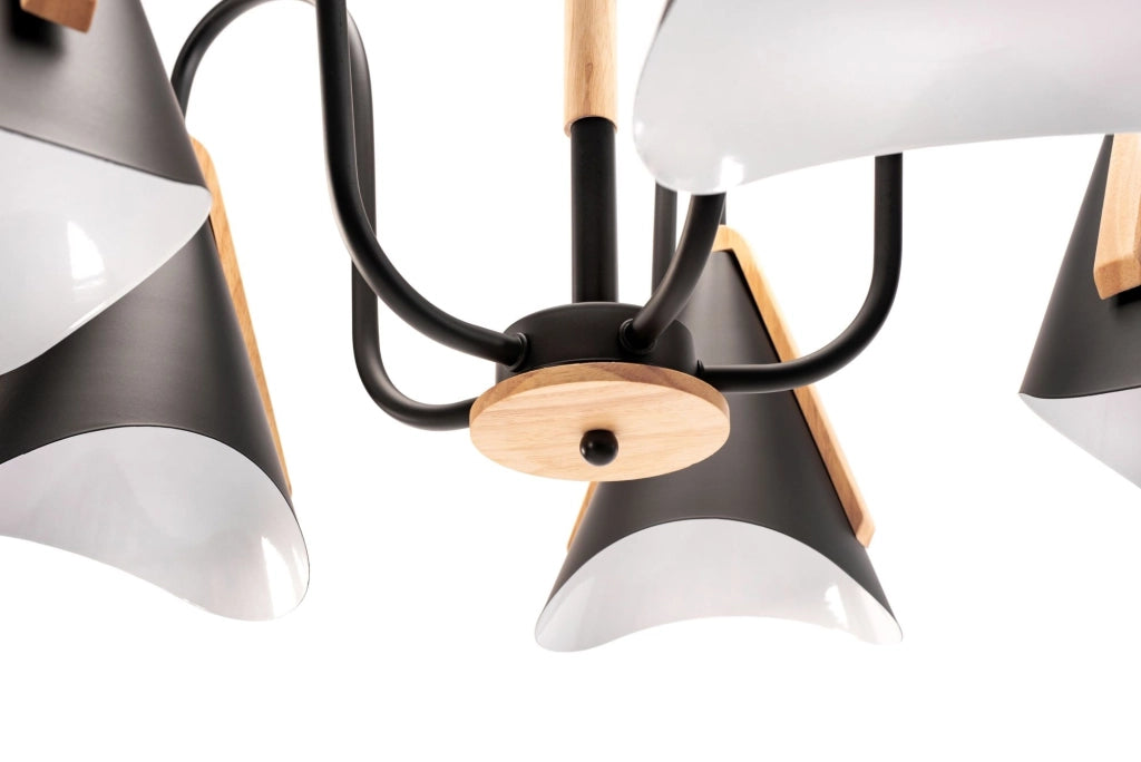 Plafoniera Scandinava A Cinque Bracci APP607-5C Nera