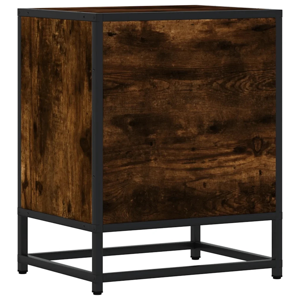 Comodini Rovere Fumo 2 pz 40x31x50 cm Legno Multistrato Metallo 848714