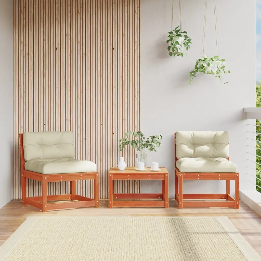 Divani Giardino con Cuscini 2 pz Marrone Cera Massello di Pino 844706