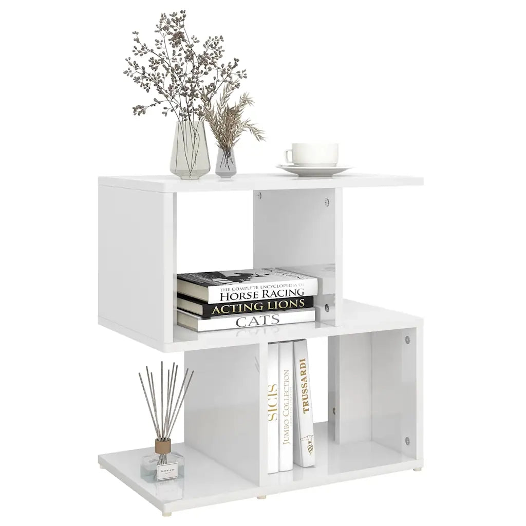 Set di 2 Comodini | Armadio da Notte | Mobiletto da notte Bianco Lucido 50x30x51,5 cm in Legno Multistrato