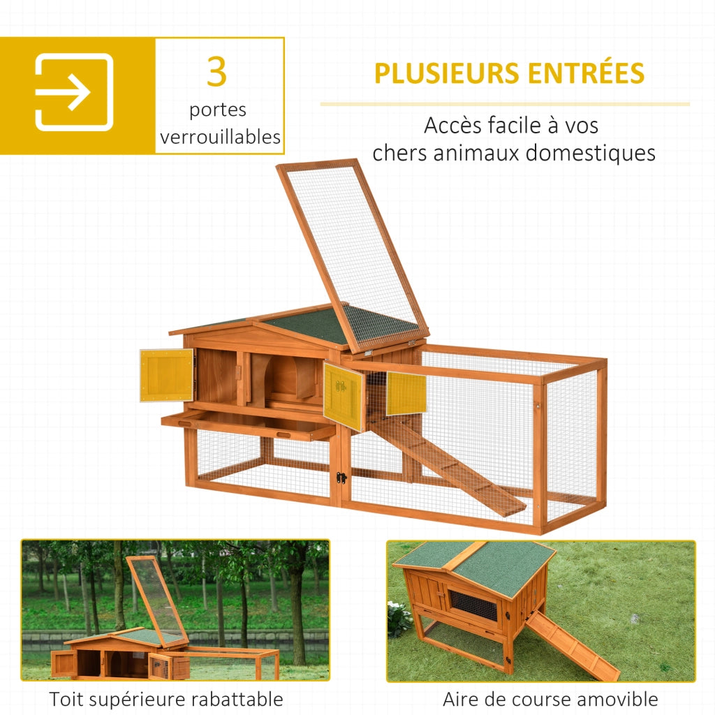 Gabbia per conigli 2 piani con telaio in legno ¨C zephmum ¨C 156x58x68 cm