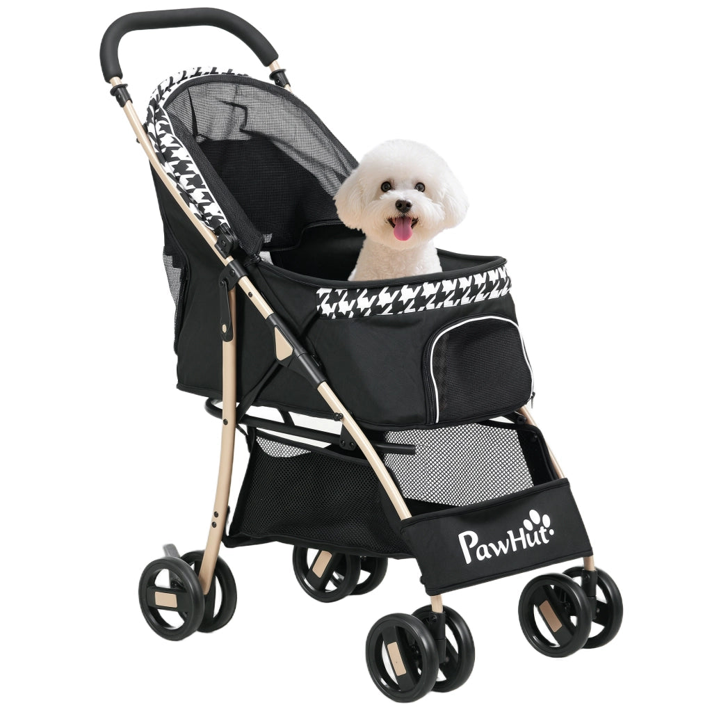 Passeggino per Animali Domestici con 2 Porte e Finestra in Rete ¨C Xylo ¨C 80x44,5x97 cm Nero