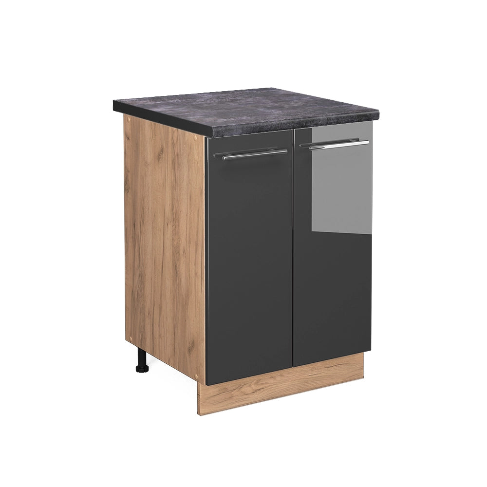 Mobiletto base cucina Fame-Line Antracite lucido/Rovere dorato 60 cm, PL Antracite Vicco