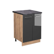 Mobiletto base cucina Fame-Line Antracite lucido/Rovere dorato 60 cm, PL Antracite Vicco
