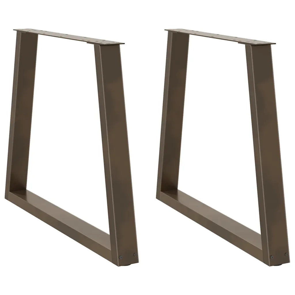 Gambe per tavolo da pranzo a forma di V 2 pz in acciaio naturale 80x(72-73,3) cm
