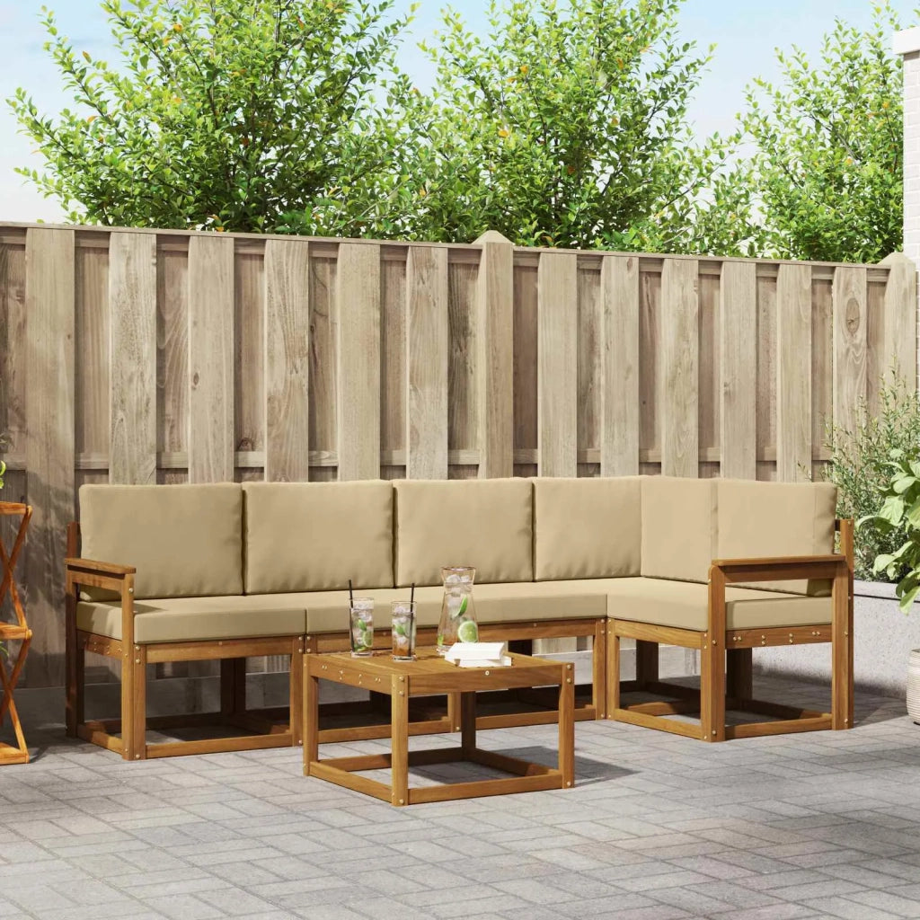 Set di divani da esterno con cuscino 6 pcs Naturale e Beige 3366421