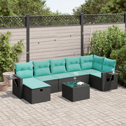 Set Divani da Giardino con Cuscini 8 pz Nero in Polyrattan 3325513