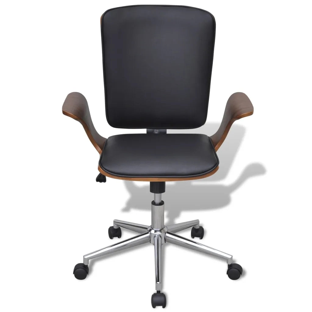 Sedia da Ufficio Girevole in Legno Curvato e Similpelle 241685