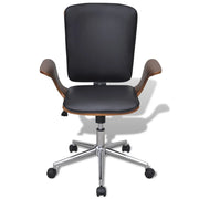Sedia da Ufficio Girevole in Legno Curvato e Similpelle 241685