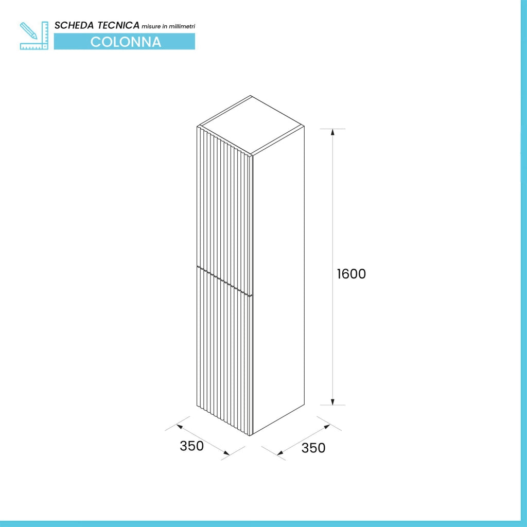 Colonna bagno sospesa 160cm in nero opaco a 2 ante Nara