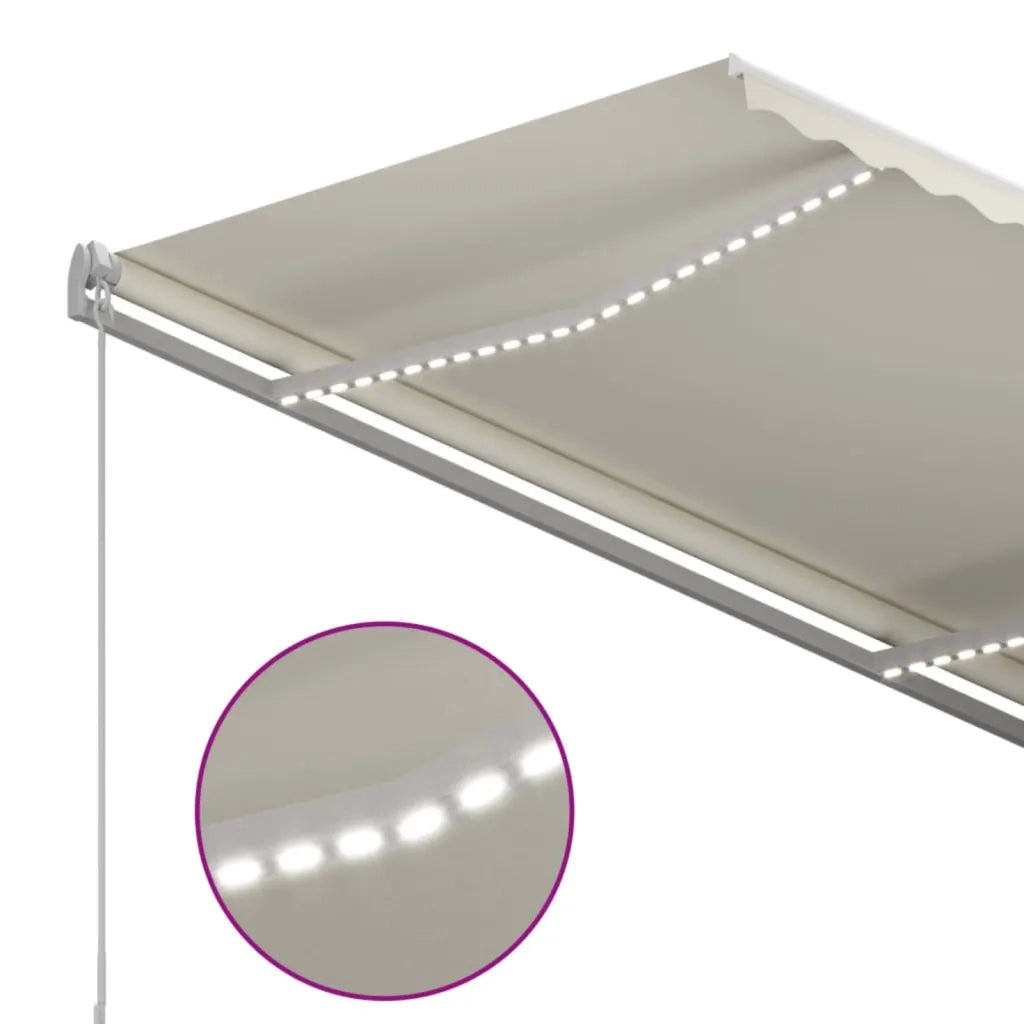 Tenda da Sole Retrattile Manuale con LED 350x250 cm Crema 3068882