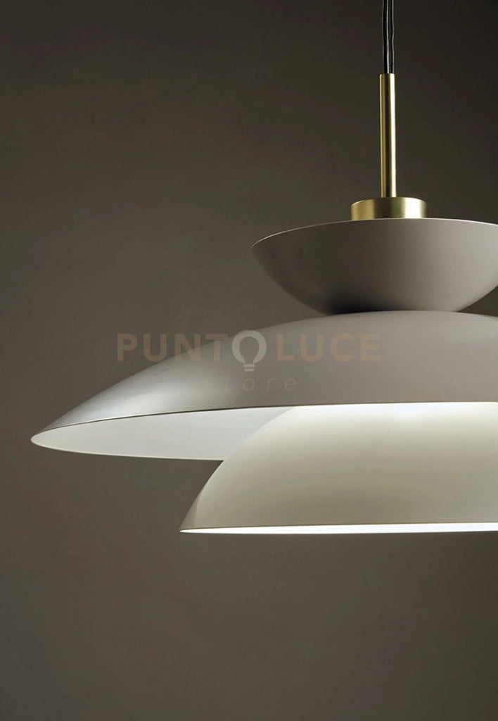 KLOE' LAMPADARIO A SOSPENSIONE  3 BASI E ROSONE TORTORA MONTATURA OTTONE ATACCO E27