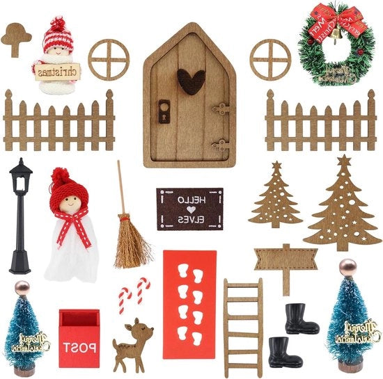 Set di mini kabouter per Natale - accessori porta kabouter - kabouter in legno - decorazione di Natale per bambini 

25 pezzi