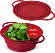 Colando set di setacciabile silicone, pieghevole, lavastoviglie resistente, setaccio pastella, setaccio a scolo, setaccio a vapore, setaccio da cucina, 16 cm rosso