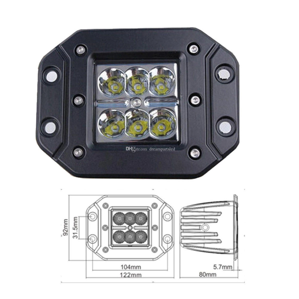 Trade Shop - Lampada Supplementare Faro Profondita Staffa Auto Fuoristrada 12v 6 Led 18w Ip68 -