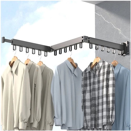 Kleedrek 360° rotativo, pieghevole a tre strati, con ganci, adatto per balcone, bagno e cucina (nero)