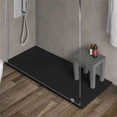 Piatto doccia 80x160 in resina nero effetto pietra riducibile Agorà