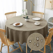 Tavolo Rotondo Copricucina Φ160cm, Tavolo Copricucina a Tela di Lino Caffè Scuro, Copricucina di Poliestere Idrorepellente con Effetto Lotus, Resistente ai Graffi per Salotto, Cucina, Terrazza, Giardino