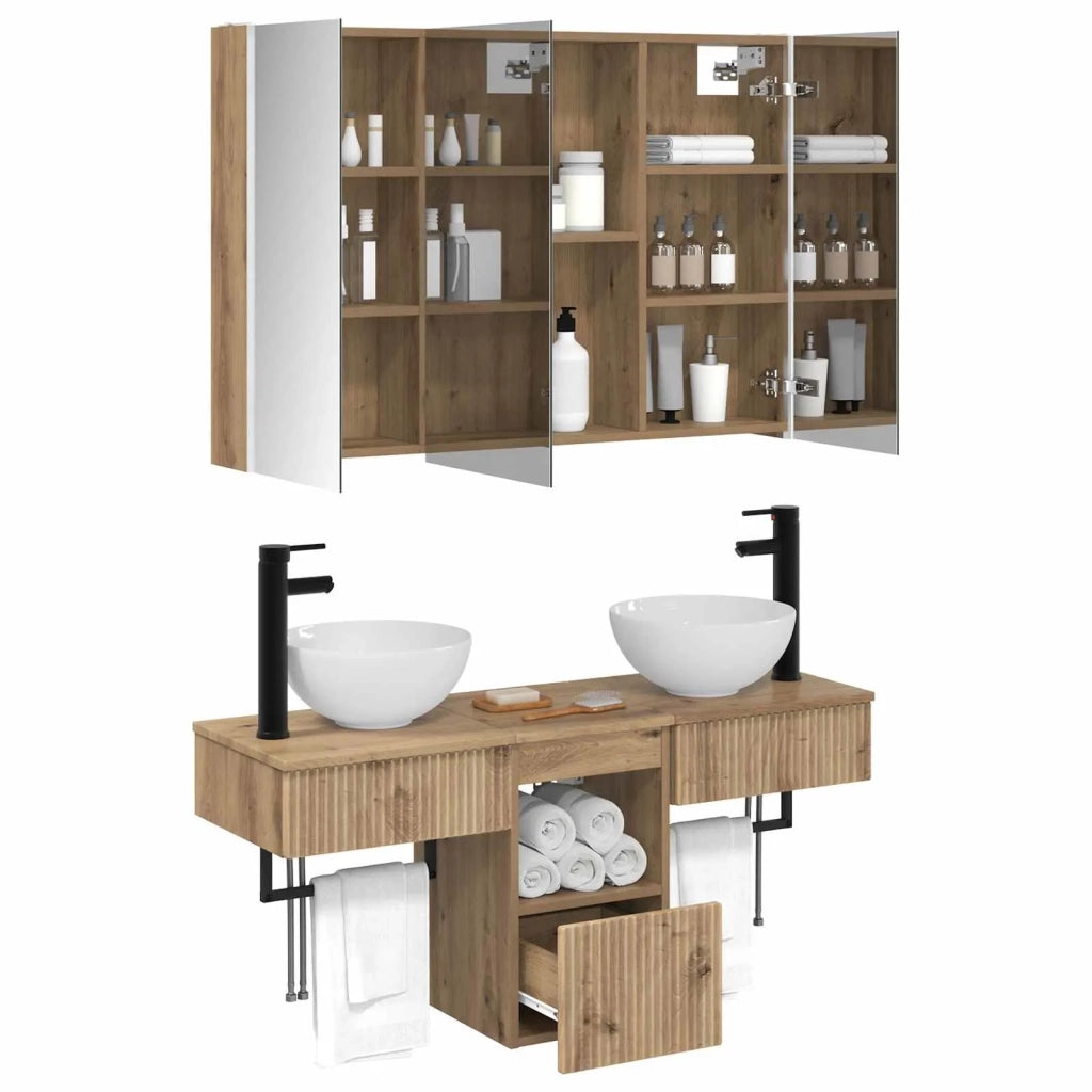 Set di Armadi da Bagno 4 pcs Rovere Artigianale 3406270