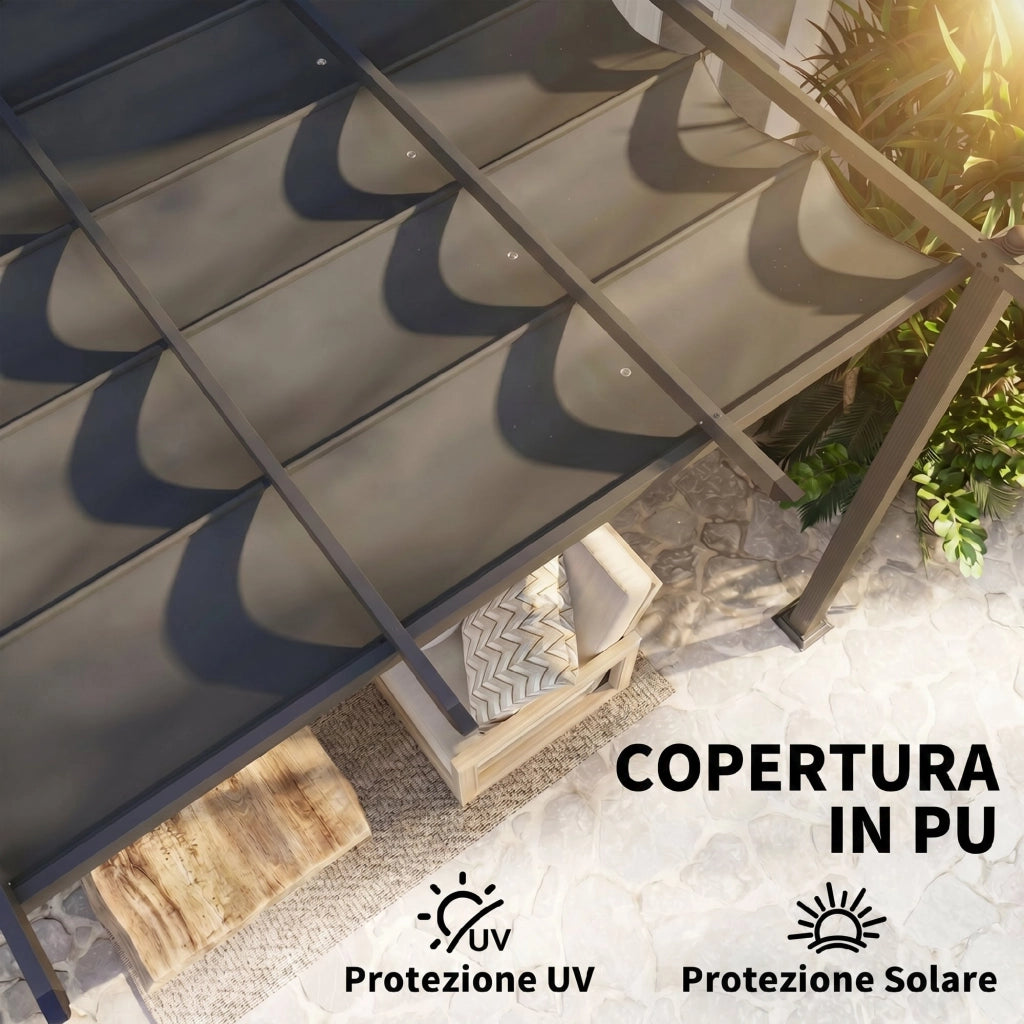 Pergola Gazebo Giardino 4x3 m ¨C Zephmum ¨C Alluminio Poliestere Grigio Scuro