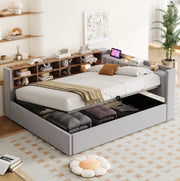 Letto imbottito 140x200 cm con contenitore idraulico e USB