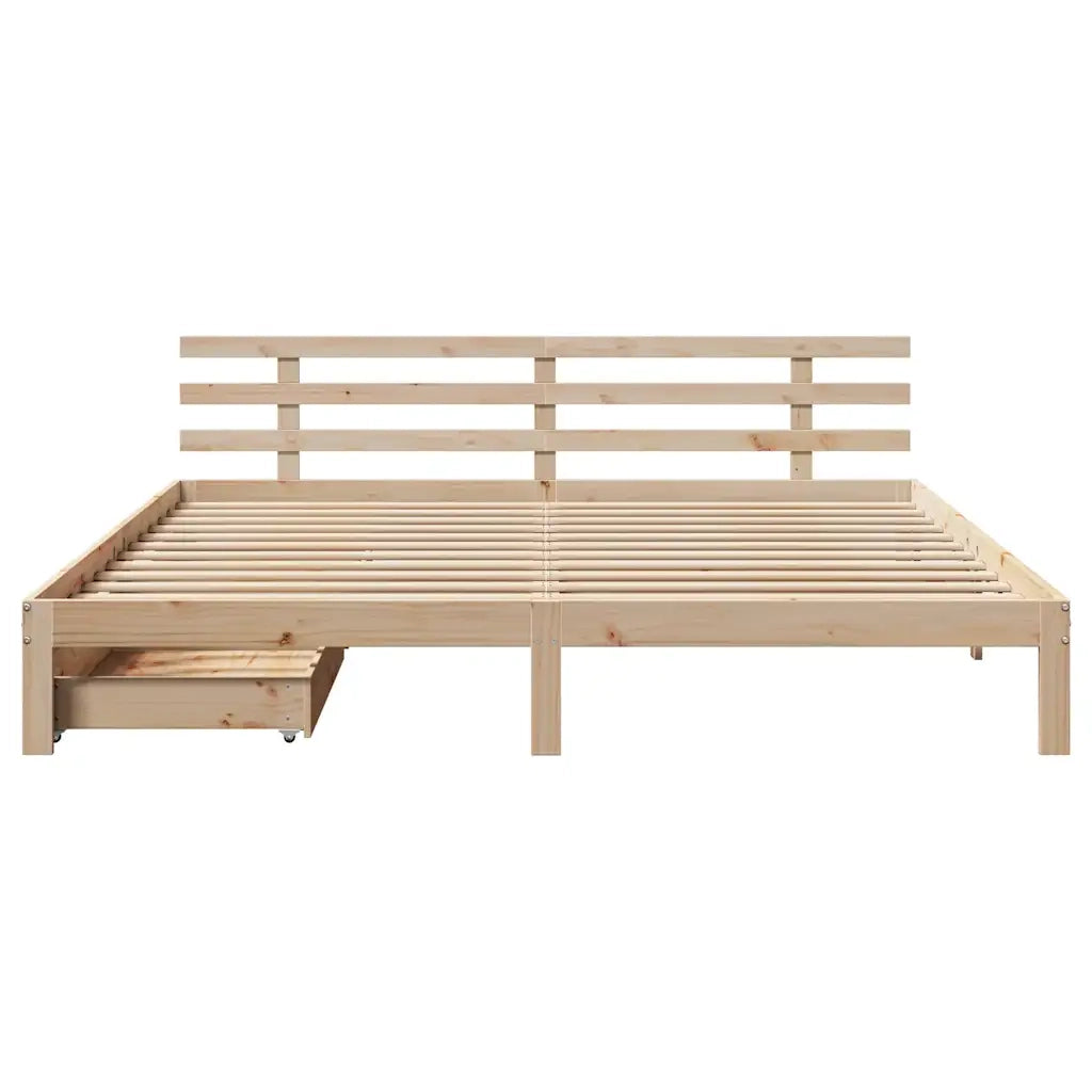 Giroletto con Cassetti 180x200 cm in Legno Massello di Pino 3302016