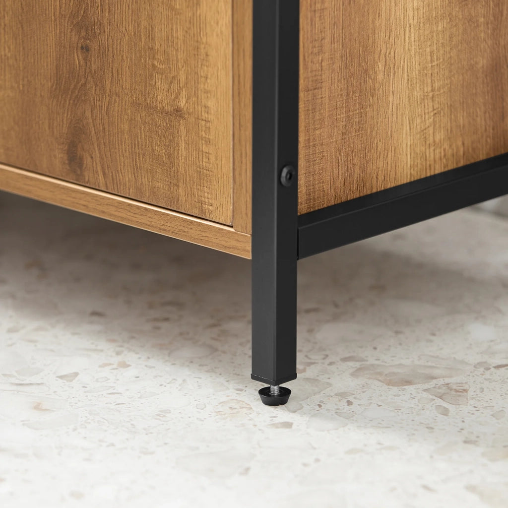 Mobiletto da Bagno Armadietto Sottolavabo da Bagno con 2 Ante a Terra in Legno BZR63-PF