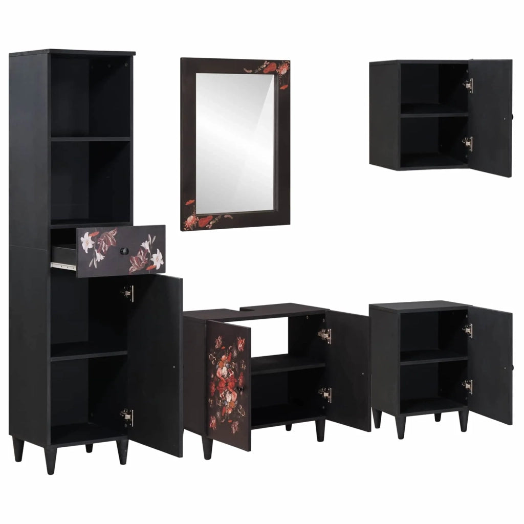 Set di Armadi da Bagno con porta 5 pcs Legno di mango massello 3310144