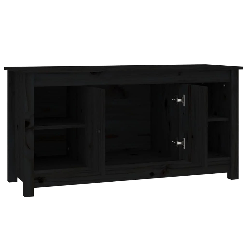 Mobile TV multimediale scaffale TV credenza mobile TV sala da pranzo soggiorno camera da letto 103 x 36,5 x 52 cm legno di pino massiccio nero 02_0025637