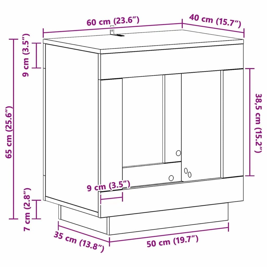 Tavolo laterale Grigio Sonoma 60 x 40 x 65 cm 899900