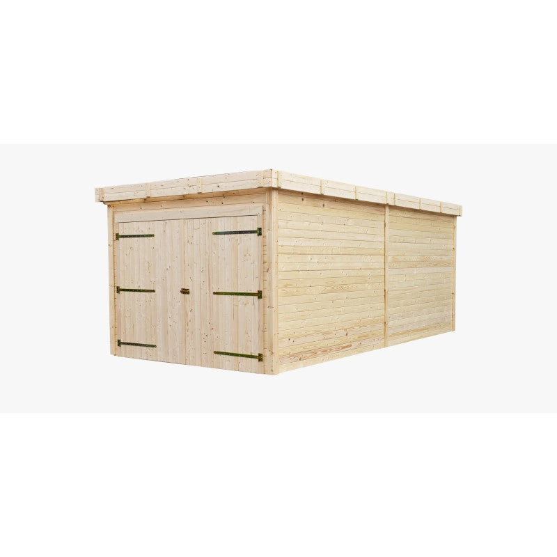 Garage in legno 280x584 cm – Pareti 28 mm – Tetto piano policarbonato – Porta doppia – Sicilia – SL3060 Foresta
