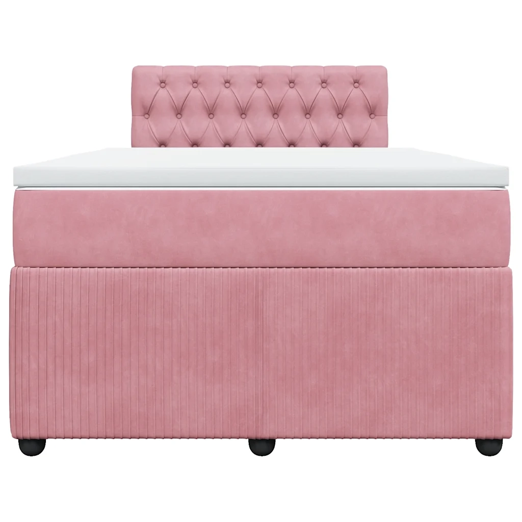 Giroletto a Molle con Materasso Rosa 120x190 cm in Velluto