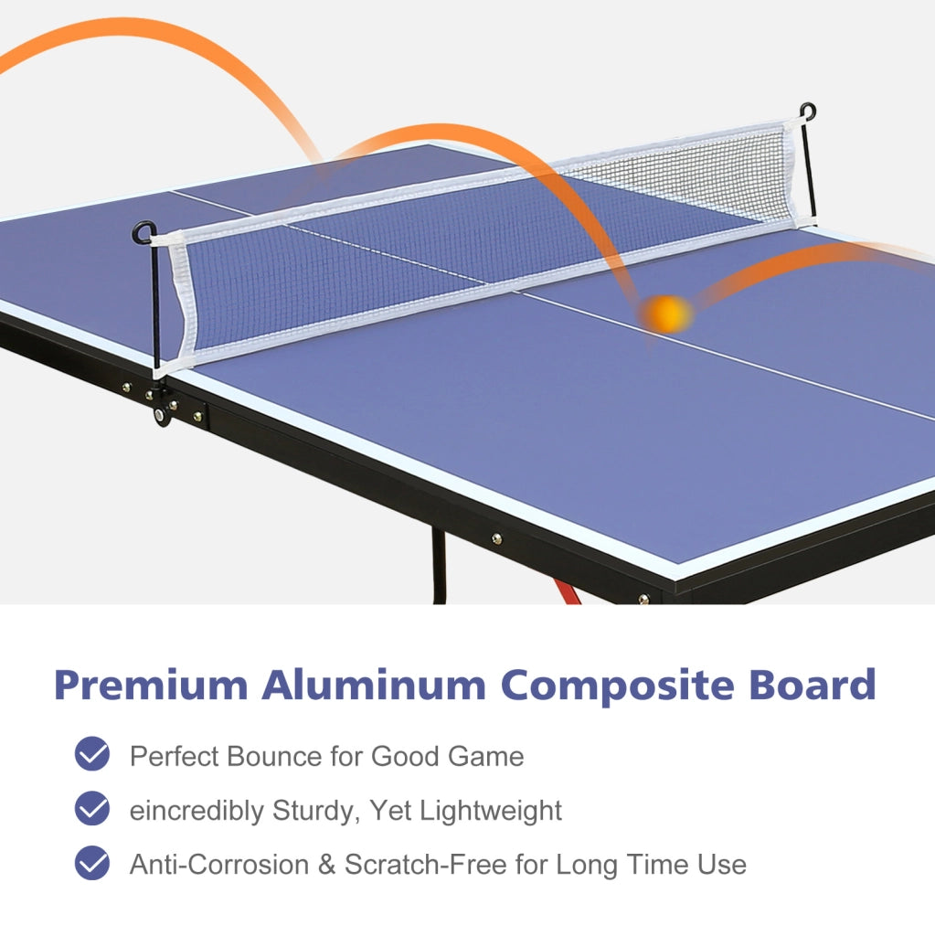 Tavolo da ping pong pieghevole 137 × 76 × 66 cm MDF blu， uso interno ed esterno