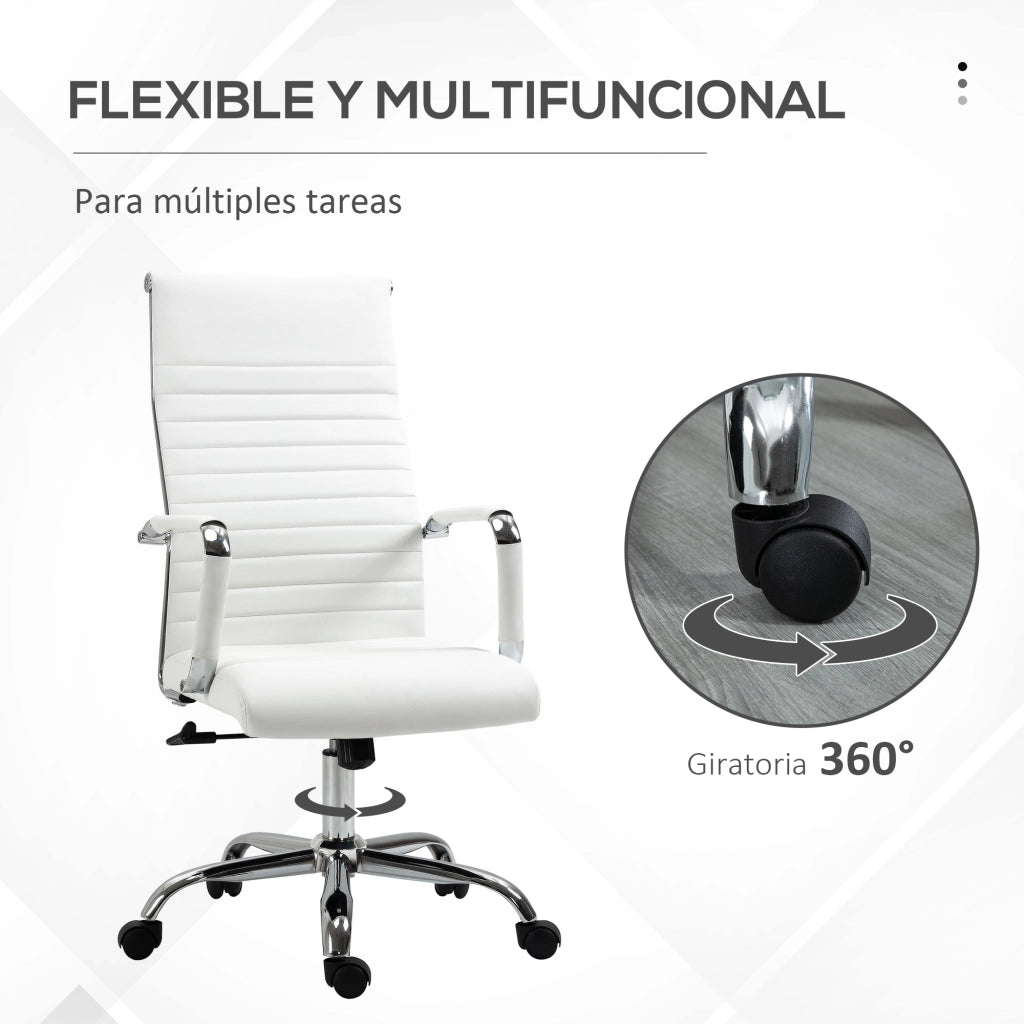 Sedia da Ufficio Girevole e Basculante con Braccioli Regolabile in Altezza ¨C zephmum ¨C 54x62x104-114 cm Bianco