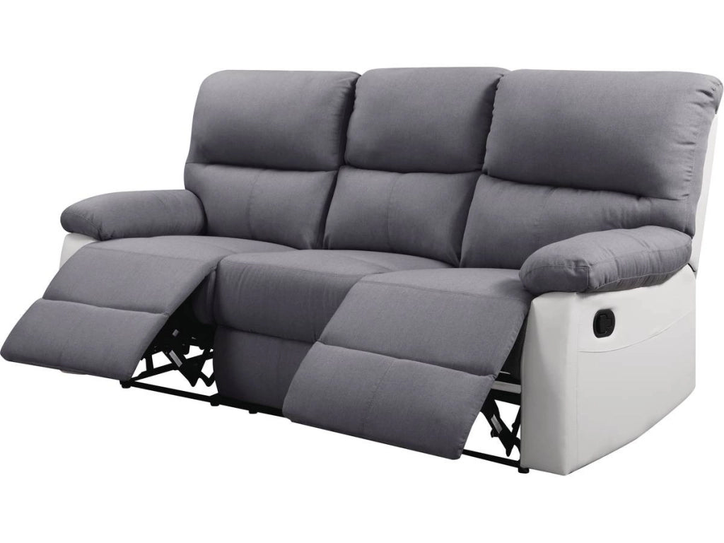 Divano relax "Lincoln" - 3 posti --Bianco/Grigio chiaro