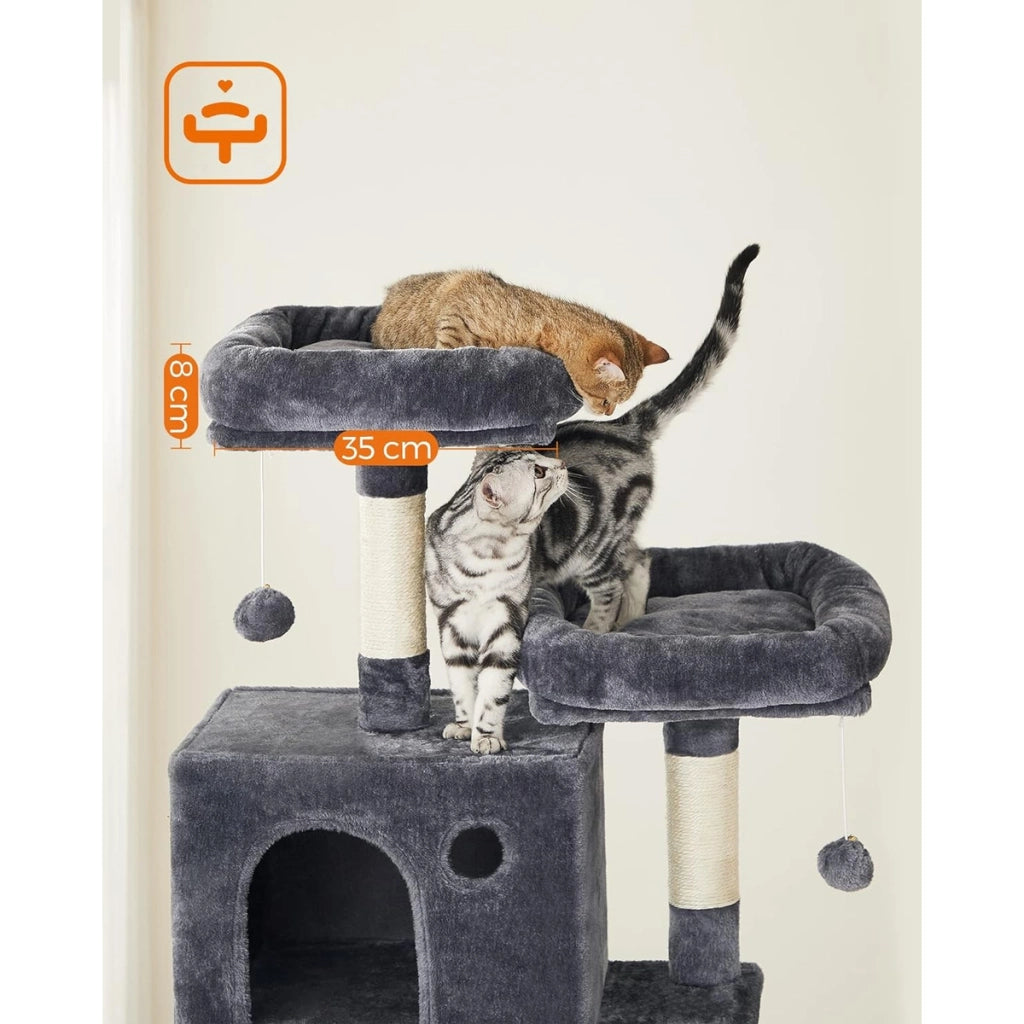 Tiragraffi a torre XXL per gatti in peluche grigio fumo