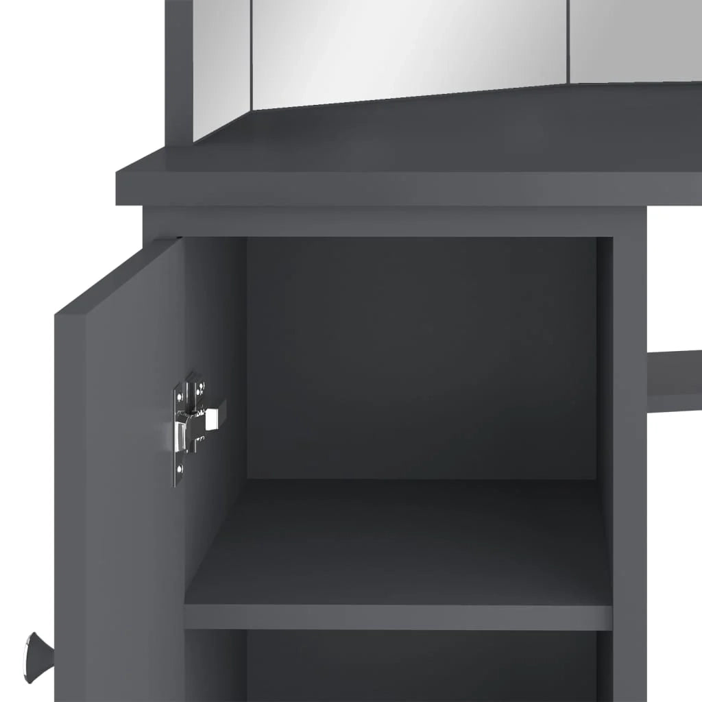 Toletta angolare con illuminazione a LED 111 x 54 x 141,5 cm grigio 02_0006237