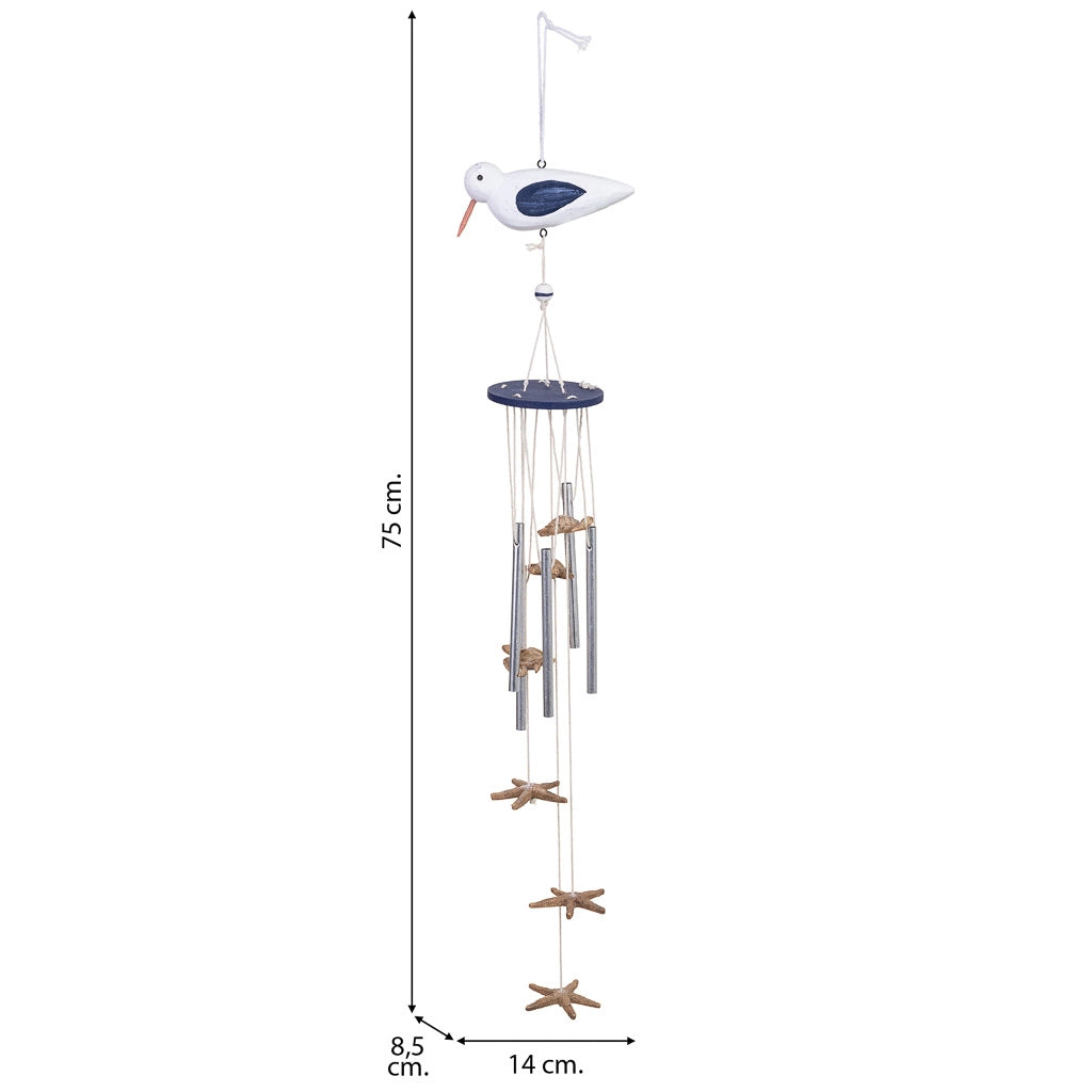 Carillon a vento in legno blu 14x8,5x75h cm
