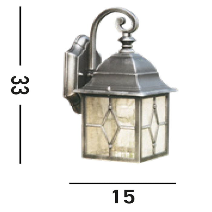 Applique Vintage-Decò Genova Alluminio Nero Vetro Argento 1 Luce E27