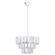 Lampadario A Sospensione Moderno Erseka Acciaio Cromo Cristallo 5 Luci E14