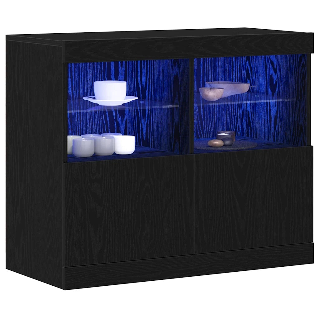 Credenza | Madia LED Nero 81 x 37 x 66,5 cm Legno multistrato